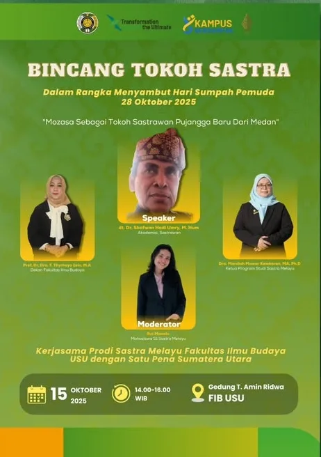Bincang Tokoh Sastra: Mozasa sebagai Sastrawan Pujangga Baru dari Medan Warnai Peringatan Hari Sumpah Pemuda